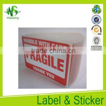 Paper adhesive sticker Fragile care label packaging label