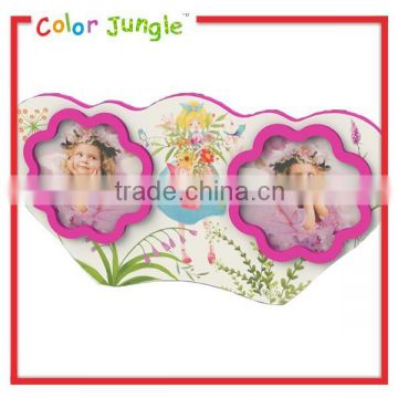 Wood double heart shape frame photo,2 photoes love flower fairy picture frame