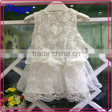 Newest children clothes design for 3-5 year old little girl dress baby child dress in white