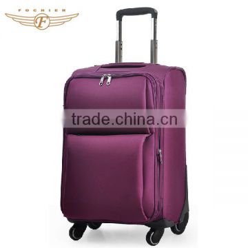 polyester four wheels trolley luggage