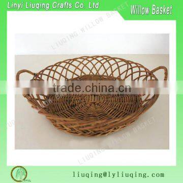 Wholesale Oval shaped brown wicker basket tray bowl bread cosmetics storage