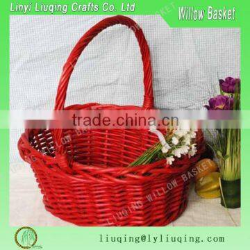 cheap colored Artificial decorative plastic rattan wicker fruit basket