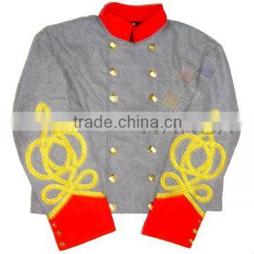 ACW Grey Double Breasted Shell Jacket With Red Collars & Cuff