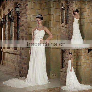 Romantic sweetheart neck Chapel CLassic chiffon wedding dress XYY03-007