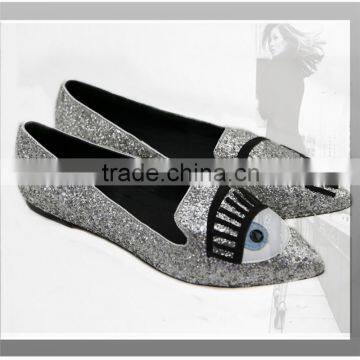 OU2 Girls Flat shoes Shiny Glitter Upper Pointed Toe comfort women flat shoes