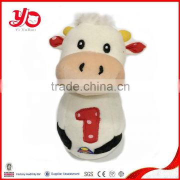 High quality soft baby toys wholesale white cow stick rattle plush toy for baby