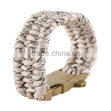 3.5CM Wide linen Camo Make Fire with knife Paracord Bracelet