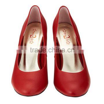 Fancy Party High Heel Round Toe Shape Classic Ladies Breatheable PU Lining Comfortable RED Sheep Skin Pump Shoes photo-2