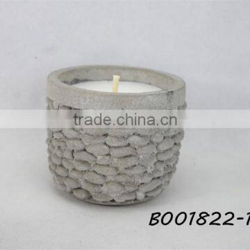 534 White unscented candle for outdoor usage stone granule in cement tank pot candles