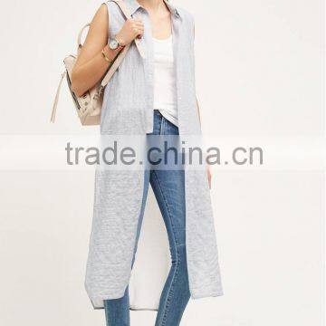 Designer Western Tops Images Sleeveless Buttondown Tunic Long for Woman photo-2