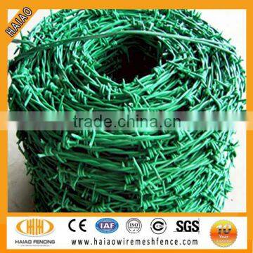 High quality hot dipped galvanized then pvc coated barbed wire (Many colors)