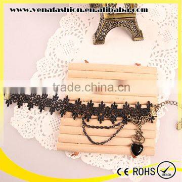 Europe Heart Black Lace Imitation Diamond Jewelry