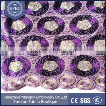 2016 Hot Sale Purple Swiss Embroidery Cotton Lace Designs Dry Fabric Stocklots in Dubai African Voile Lace photo-2