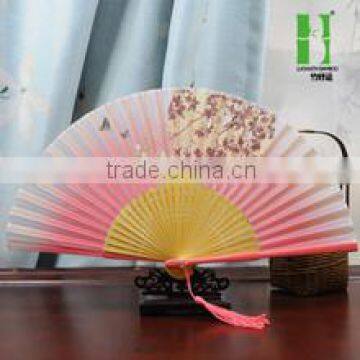 mini silk cloth cheap fabric bamboo hand fan