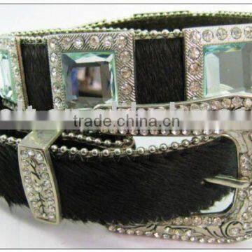 Fashion lady genuine leather western rhinestone belt