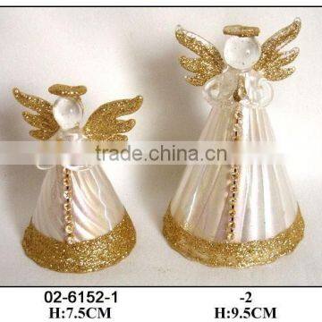 Chirstmas Hanging Glass Angel with Golden Wings