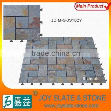 DIY slate interlocking floor tiles for ground