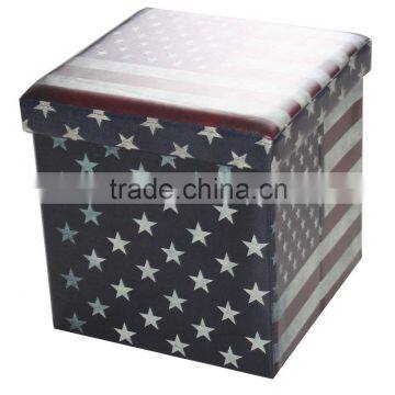 USA Printed PVC Folding Storage Ottoman