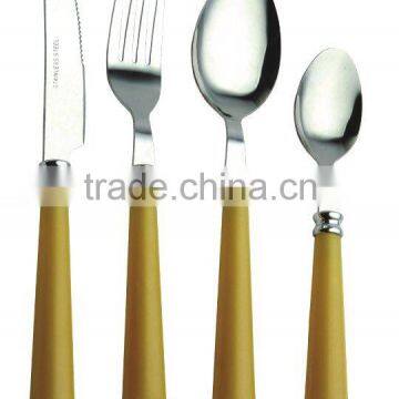 Hot-sale stainless dinnerware set, stainless steel cutlery, stainless steel tableware with plastic handle