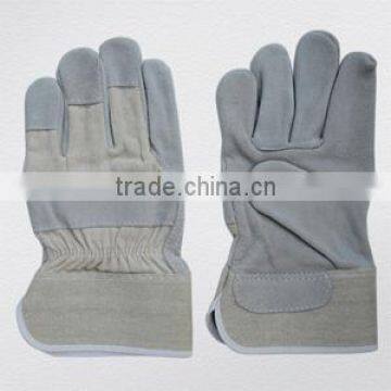 Cow Split Leather Palm Grey Drill Cotton Back Work Glove