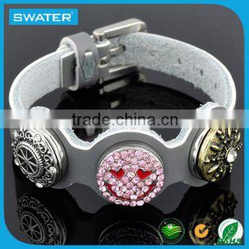 Snap Button Jewelry Snap Plain Leather Bracelet