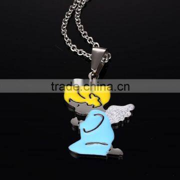 Sweet Heart Small Angel Prayer Necklaces Double Colors Couple Necklace Choker For Lovers photo-5