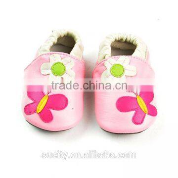 wholesale sweet soft sole baby leather shoes with butterflies design