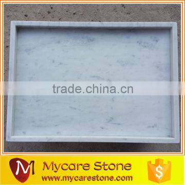 Wholesales italy carrara rectangle white marble serving tray