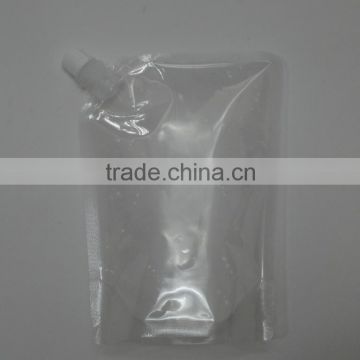 Custom stand up spouted clear plastic pouch for beverage