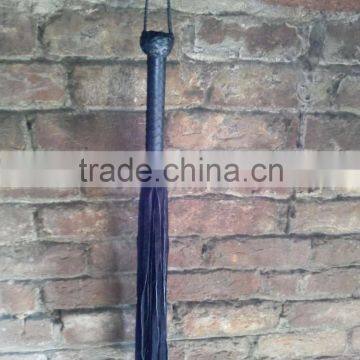 Pure Black 100% Genuine Real Leather Flogger Bull Hide Leather Whip