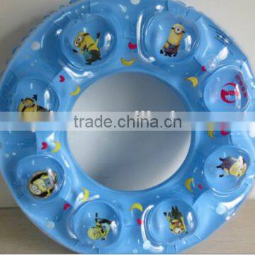 Full print kids swimming ring, transparent blue crystal water float ring