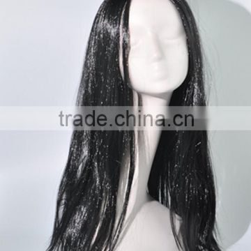 Full lace Black Synthetic long silk wig for party female festival wig N303