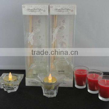 Ocean & Rose Aroma Reed Diffuser + Glass Candle Holder + Votive Candle