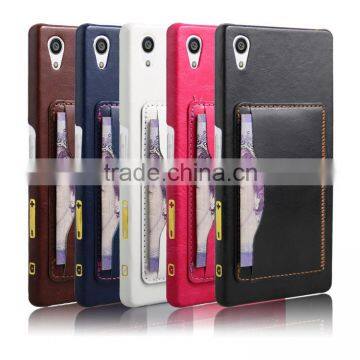 New Arrival PC+PU Leather Credit Card Holder Case Leather Case for Sony Xperia z5 Premium Wholesale photo-2