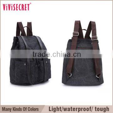 Vivisecret China Wholesale Canvas Leather Backpack, Fashion Leisure Satchel Rucksack for Boys photo-4