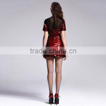 Devil Fashion 2015 PUNK Gothic Leather Dress Made in China SKT01201 photo-5