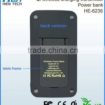 High Quality Qi Wireless Charger Power Bank 6000mAh Rechargeable Battery USB Charging Pad Powerbank for Mobile photo-4