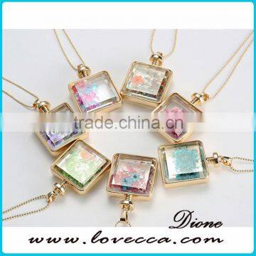 2016 Newest style gold plating dried flower glass terrarium necklace