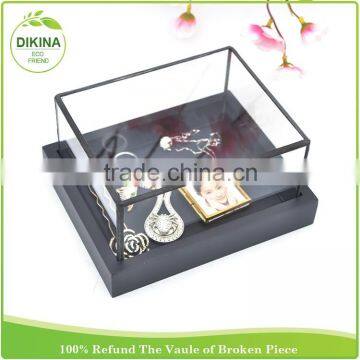 Tiny Square Round Ring Bearer Accessory Container With Carved Wood Tray , Beach Wedding Card Holder , Wholesale Bulk Box photo-3