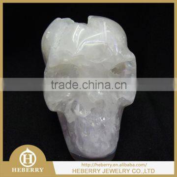 high quality hot sale Natural Crystal Stone Carved Gemstone skull with geode good for collection or gift