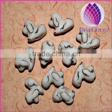 2015 whole sale artificial for DIY jewelry making Bead porcelain white dog shape 16X18mm 50pcs per bag