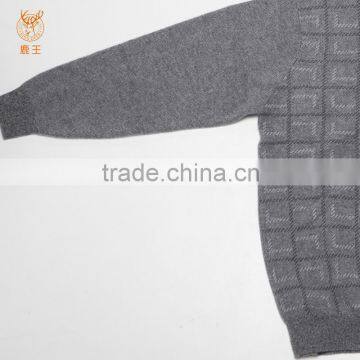 Fancy Round Neck Cashmere Sweater Pullover, Men Latticed Grey Pullover photo-3