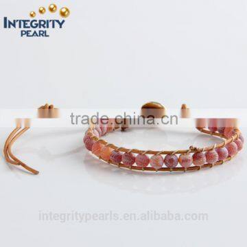 6mm matte red agate leather fashion handmade bracelet, handmade rope bracelet, frienship bracelet handmade