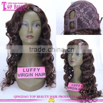 High quality 8-30inch left side part accept paypal cheap indian remy human hair u part wig