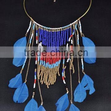 Bohemia feather fashion necklaces 2015 accessories