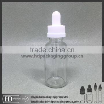 HD 30ml Clear Eliquid Glass Bottles with Point Pipette Crc Glass Dripper Top