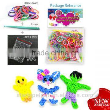 colorful custom cheap elastic silicone rainbow DIY loom bracelets