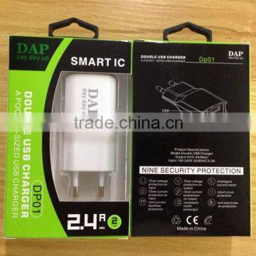High quality colorful OEM LOGO 2 port dual port 5V usb adapter for smartphone