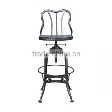 Industrial parlor Metal height adjustable stool with Back, industrial vintage stools and chairs india