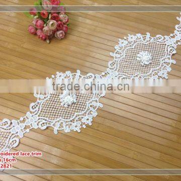 white color embroidered lace trim